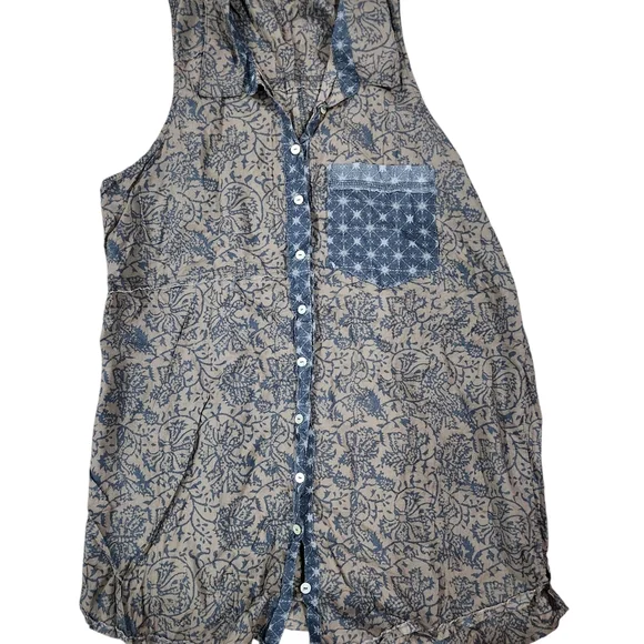 Free People Make My Day Sleep Shirt Long Size Small Button Up Tank Top Womens - Picture 3 of 5